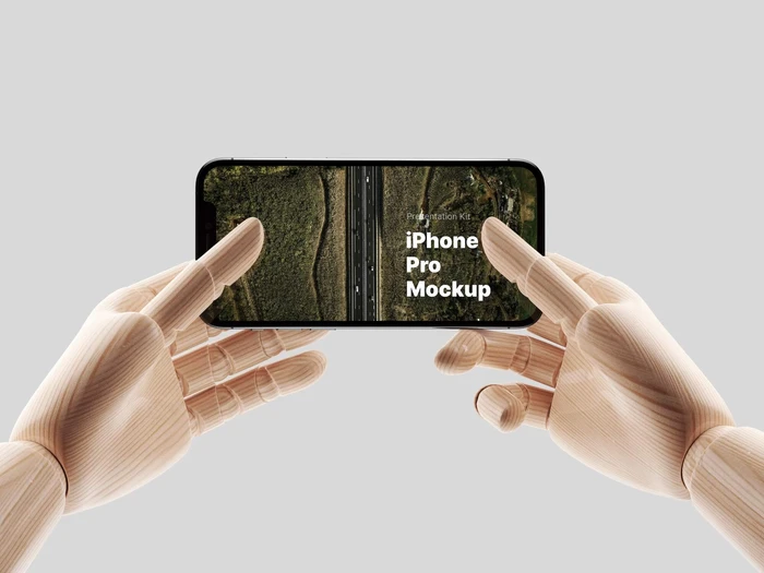 Wooden Hands iPhone 12 Pro Mockups, 07