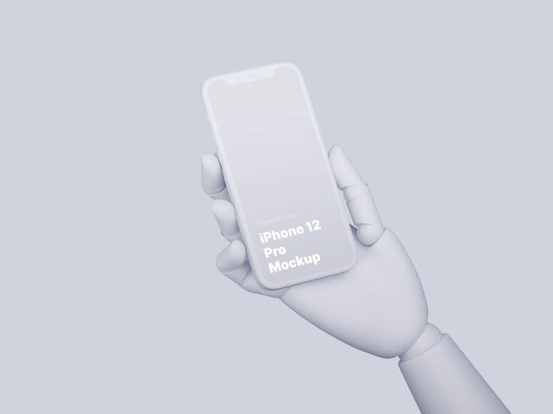 Wooden Hands iPhone 12 Pro Clay Mockups, 03