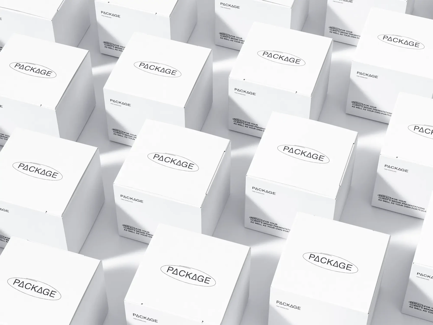 Free Isometric Packages Grid Mockup 1