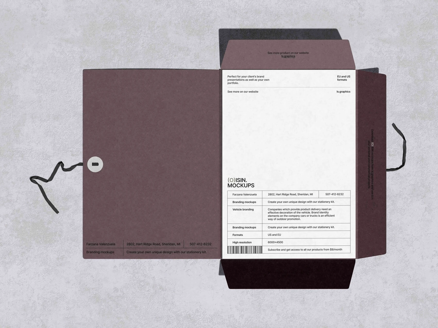 Oisin, Folder Mockup and Paper Mockup in Top View, EU, 14 1