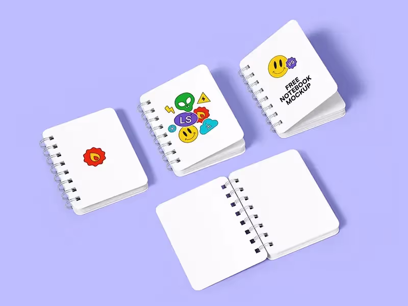 Free Spiral Hardcover Notepads Mockup