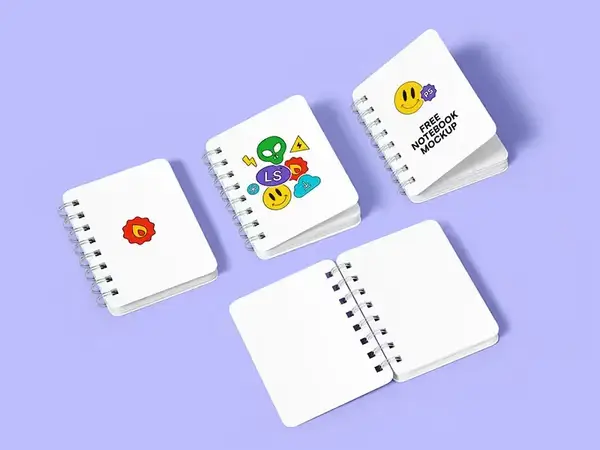 Free Spiral Hardcover Notepads Mockup