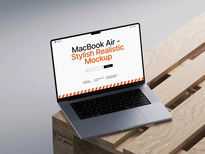 Kaine, Macbook Mockup and Wooden Pallet, EU, 05
