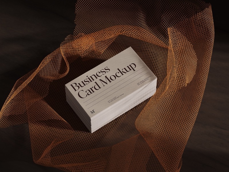Muele, Business Card Mockups in the Folds of Mesh Fabric, US, Scene 11