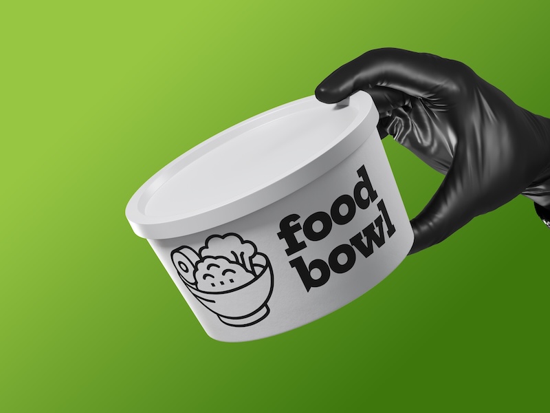 Food Bowl Mockup With Hand Grip