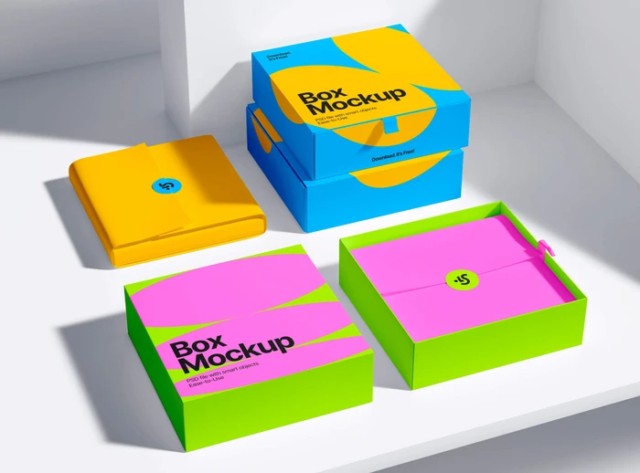 Free 3 Stylish Boxes Mockup