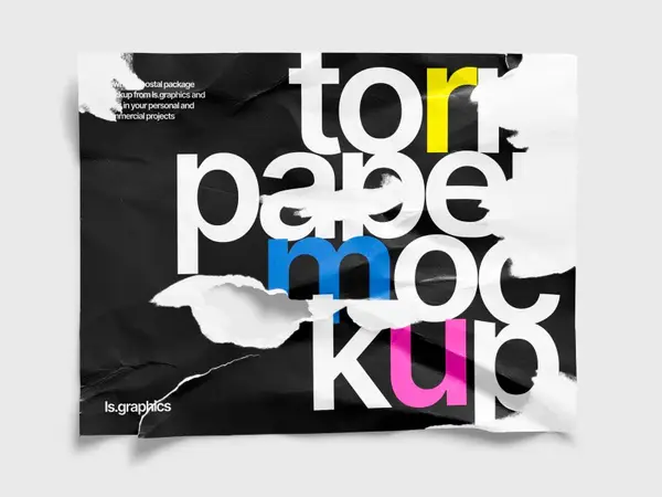 Torn Glossy Poster Mockup, US, 07