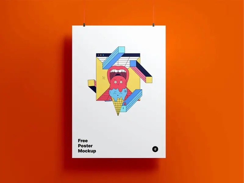 Free Hanging Poster Mockup