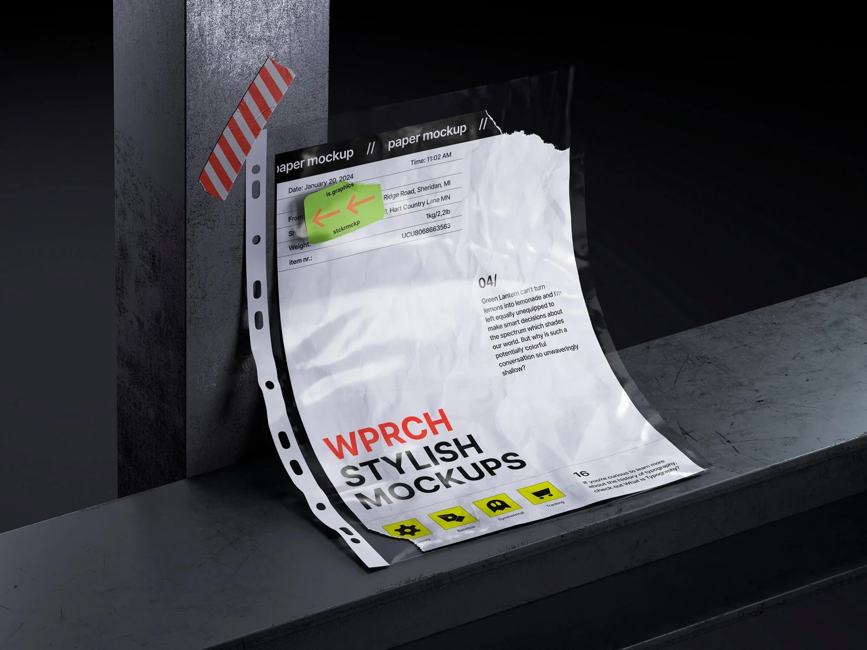 Bvge, Paper Mockup and Sticker Mockup in Dark Color Setting, EU, 09 1