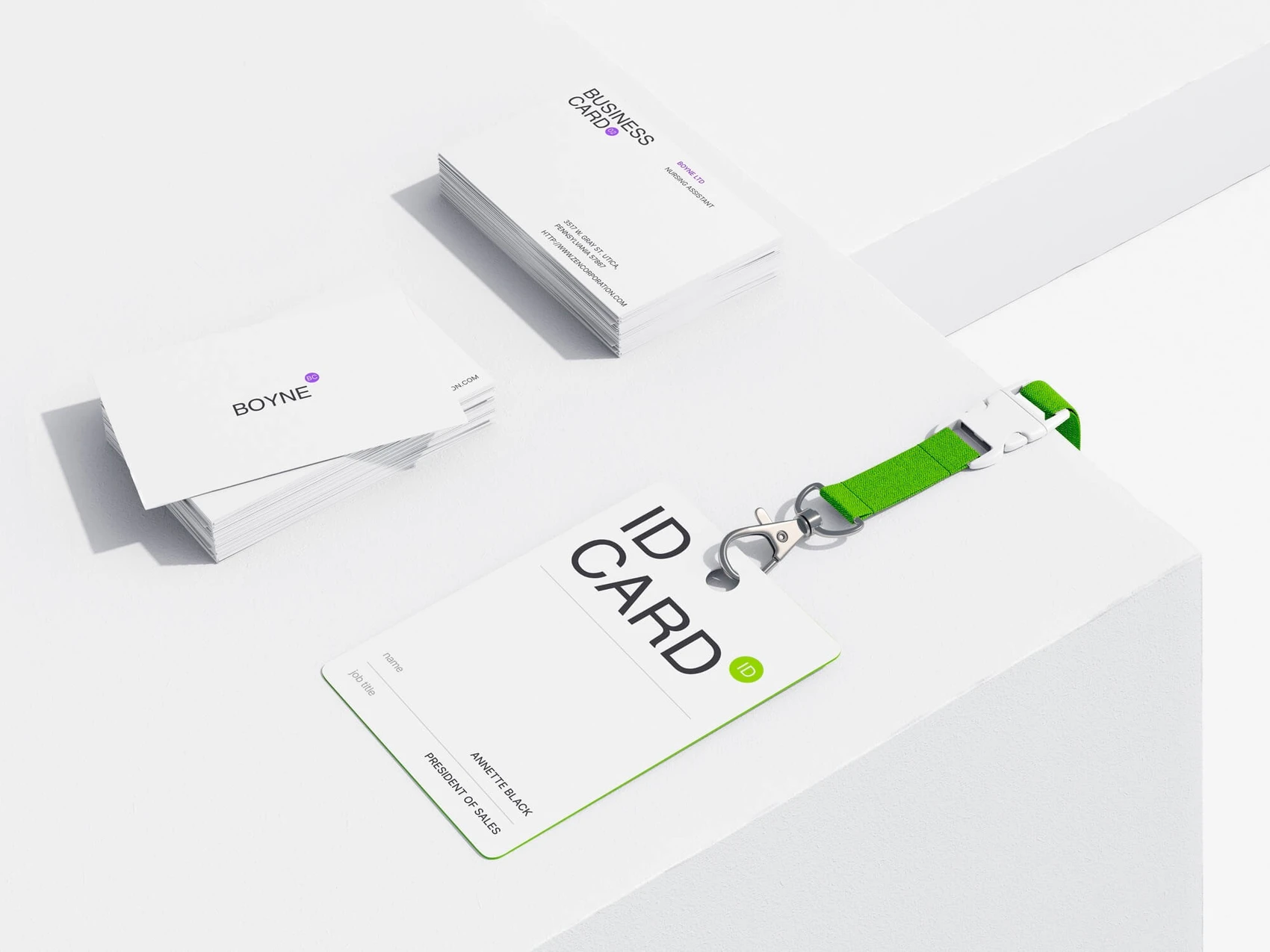 Boyne, Realistic Business Card Mockups and ID Card Mockup, EU, 01 1