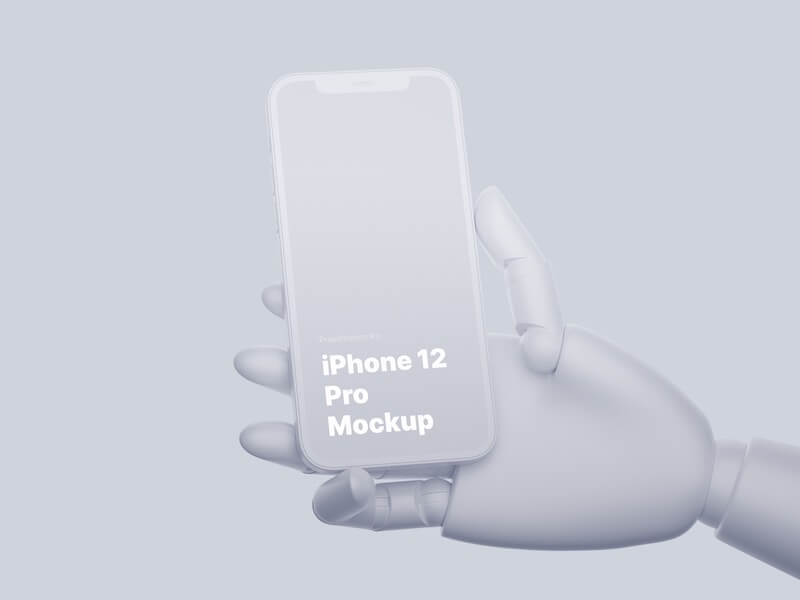 Wooden Hands iPhone 12 Pro Clay Mockups, 05