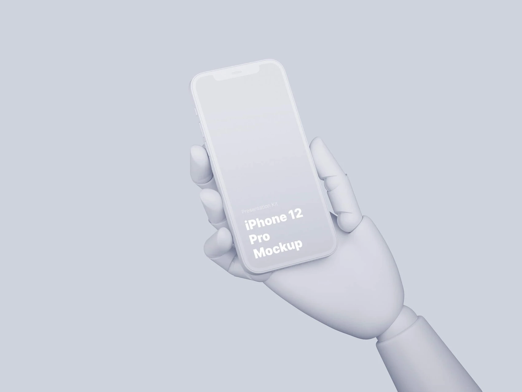 Wooden Hands iPhone 12 Pro Clay Mockups, 03 1