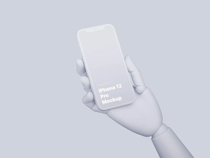 Wooden Hands iPhone 12 Pro Clay Mockups, 03