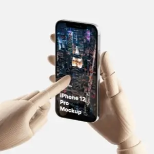 Wooden Hands iPhone 12 Pro Mockups