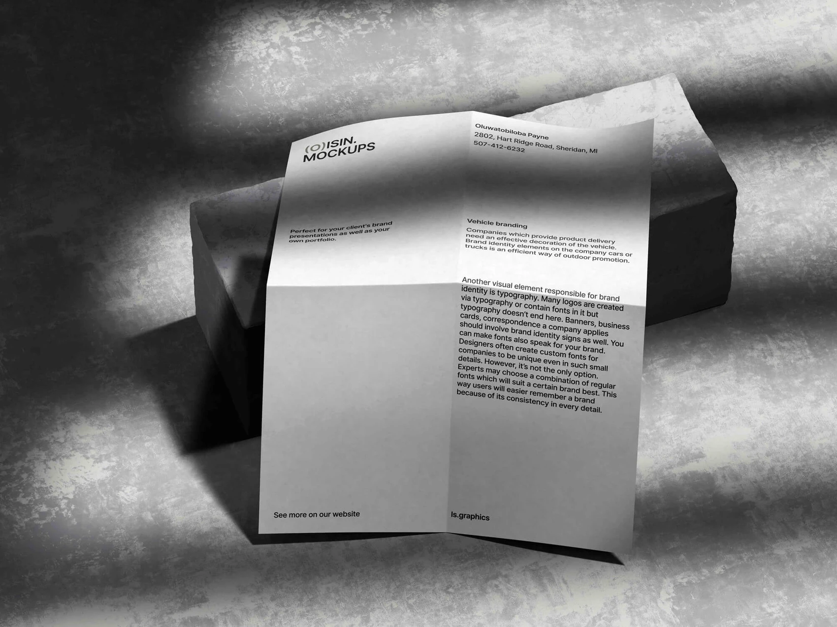 Oisin, Photorealistic Paper Mockup and Concrete Elements, EU, 12 1