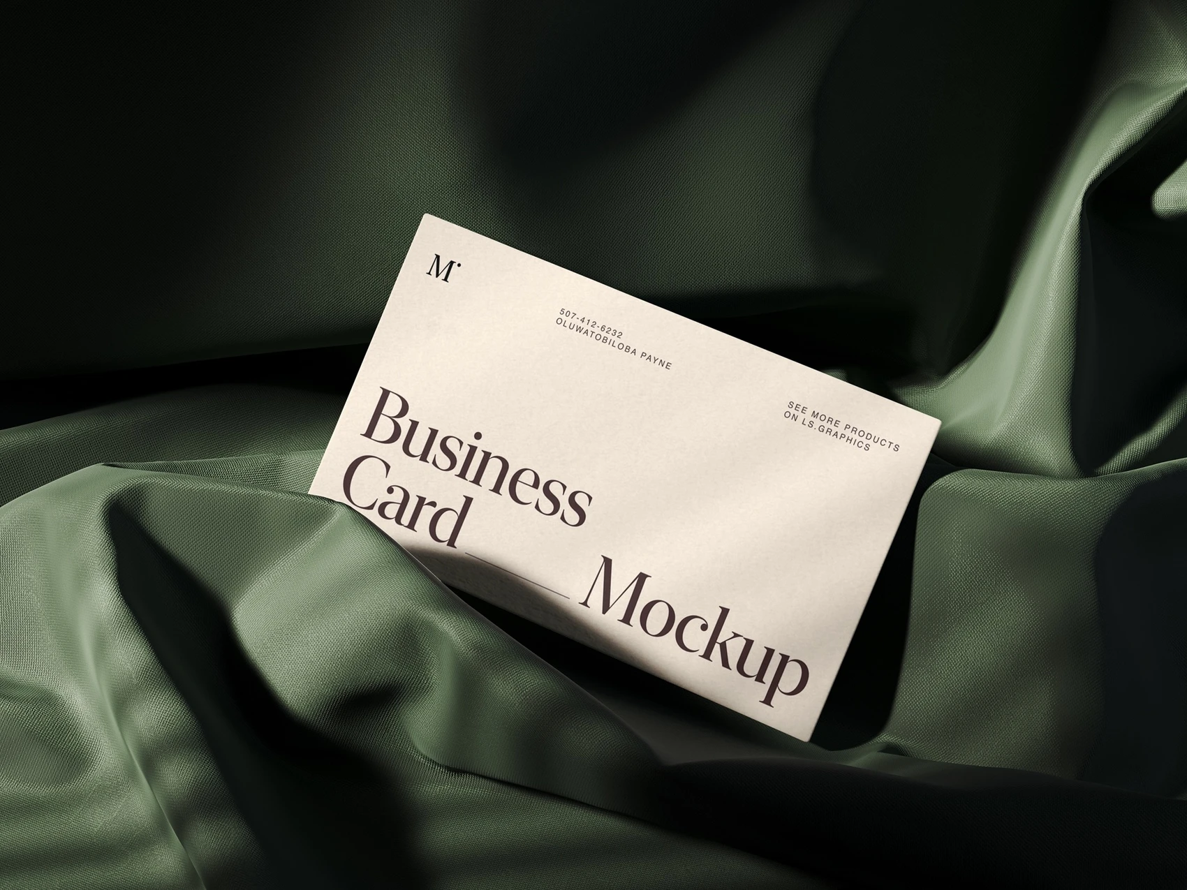 Muele, Business Card Mockup in the Folds of Fabric, US, Scene 16 1