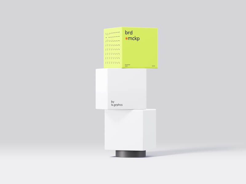 Original Cube-Shaped Banner Mockup, Isolated, 09