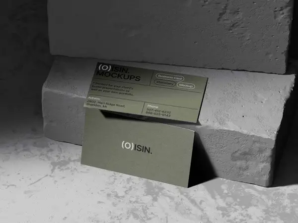 Oisin, Business Card Mockups with Concrete Elements, US, 05