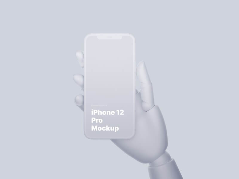 Wooden Hands iPhone 12 Pro Clay Mockups, 01