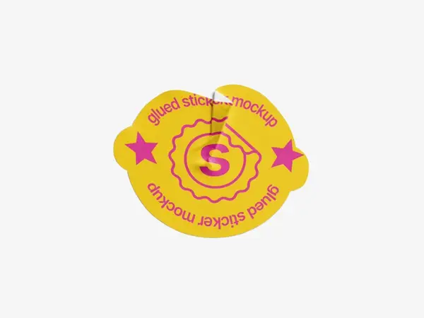 Glossy Sticker Mockup, Scene 04