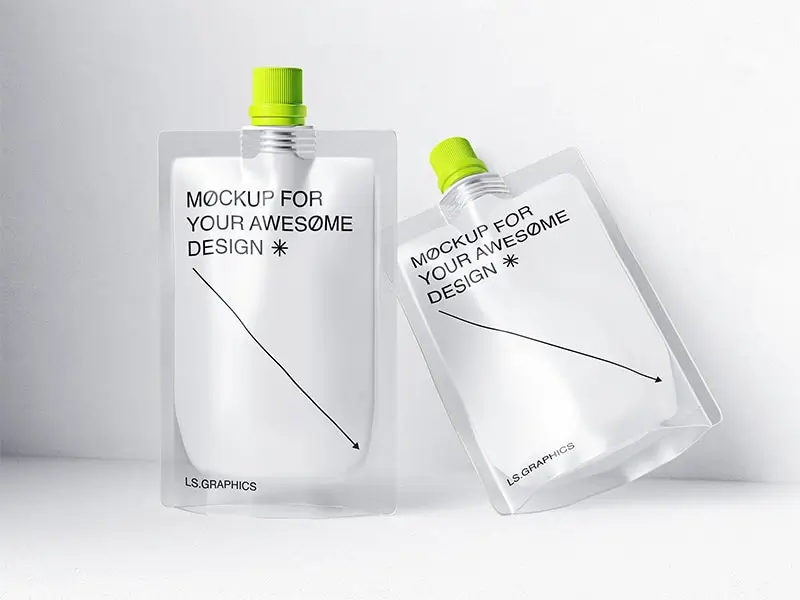 Free 2 Plastic Pouch PSD Mockup