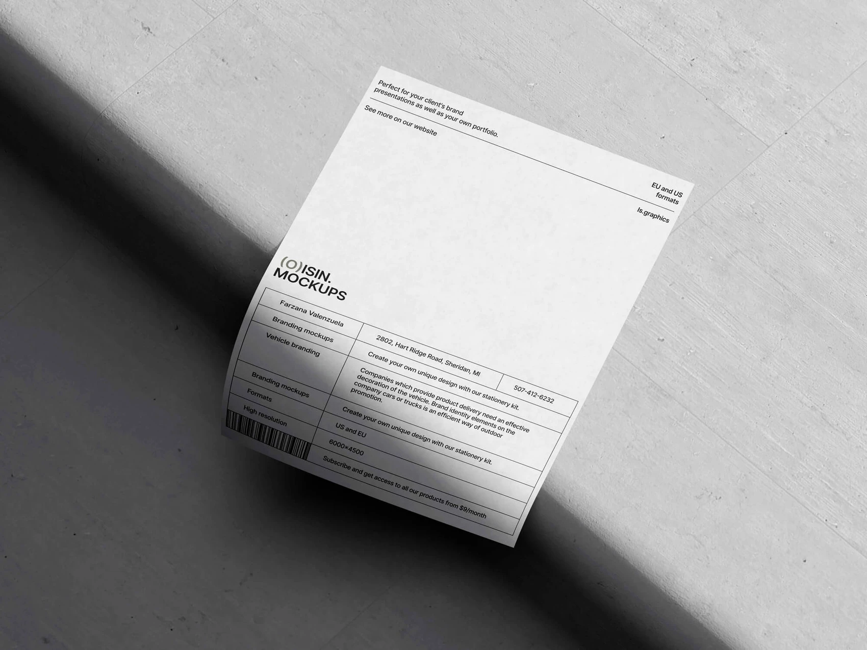 Oisin, Elegant A4 Paper Mockup, US, 13 1