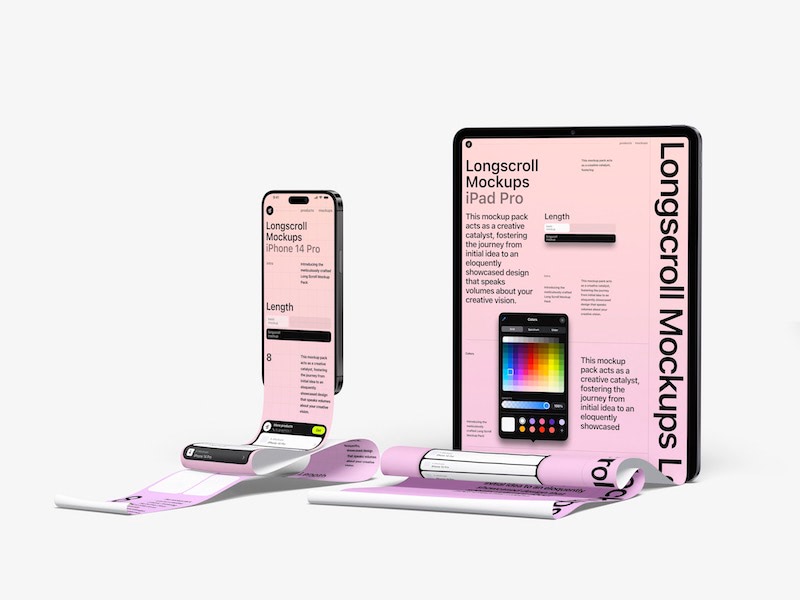 iPad and iPhone Longscroll Mockup, 005