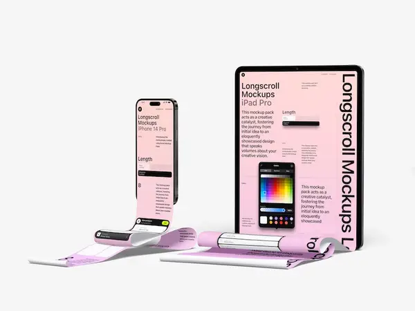 iPad and iPhone Longscroll Mockup, 005