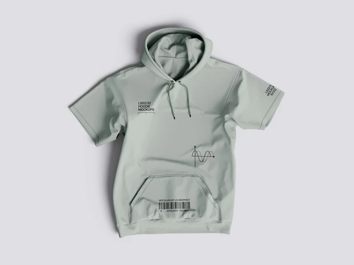 Hoodie top view mockup, 04