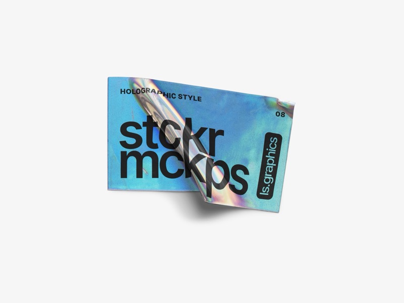 Holographic Sticker Mockup, Scene 05