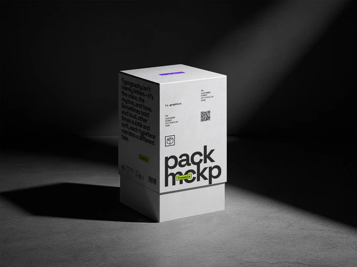 Free Vertical Packaging Box Mockup