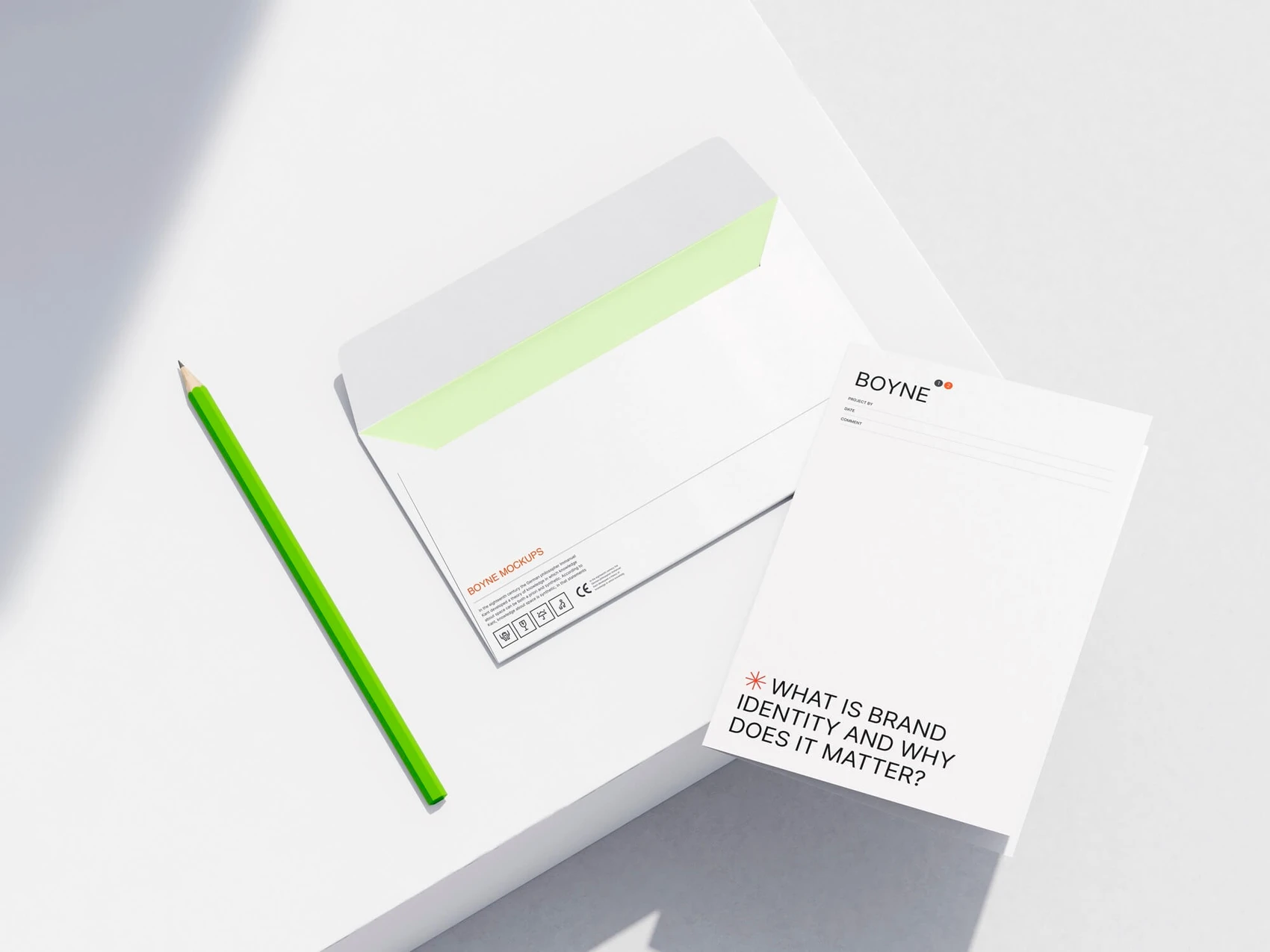 Boyne, Envelope Mockup and Folder Mockup, US, 04 1