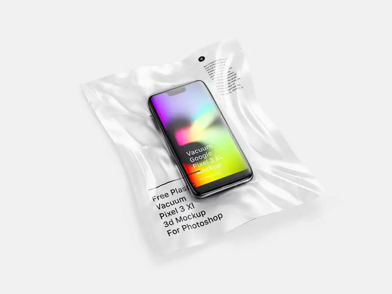 Free Vacuum Plastic Pixel 3 XL Mockup