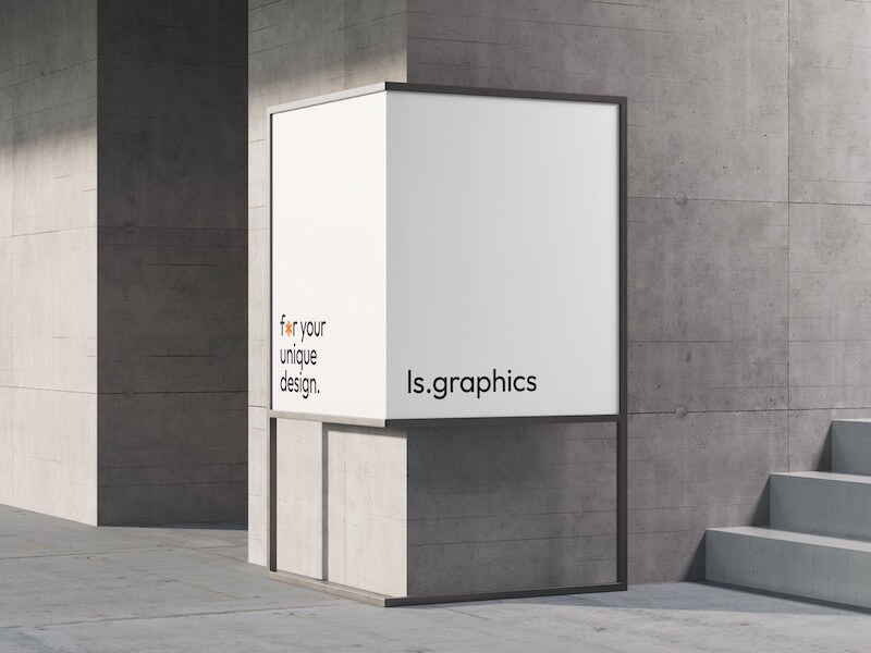 Corner Banner Mockup on Metal Frame, Environment, 02