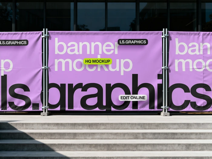 Free Construction Site Banner Mockup