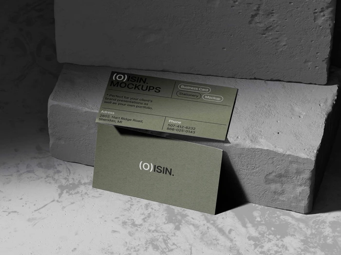 Oisin, Business Card Mockups with Concrete Elements, US, 05