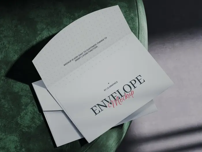 Ateur, Envelope Mockup in Top View, US, 14