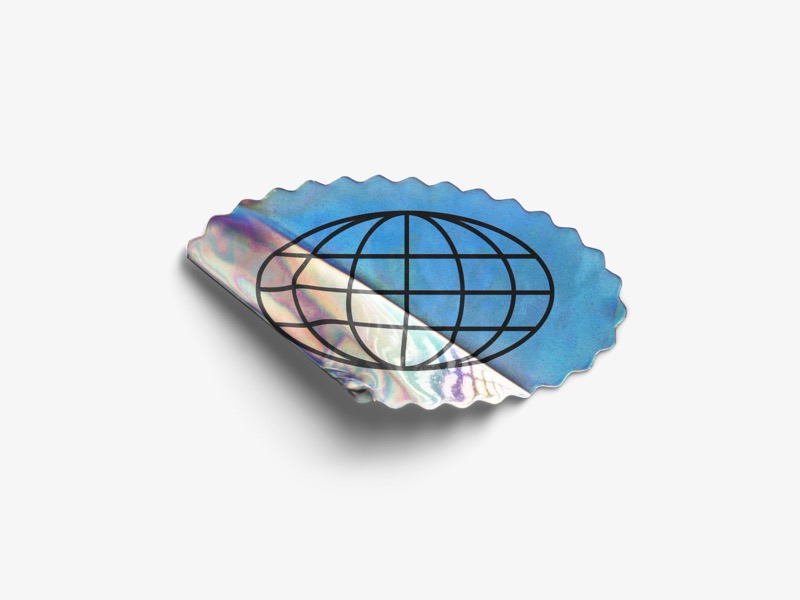 Holographic Sticker Mockup, Scene 02