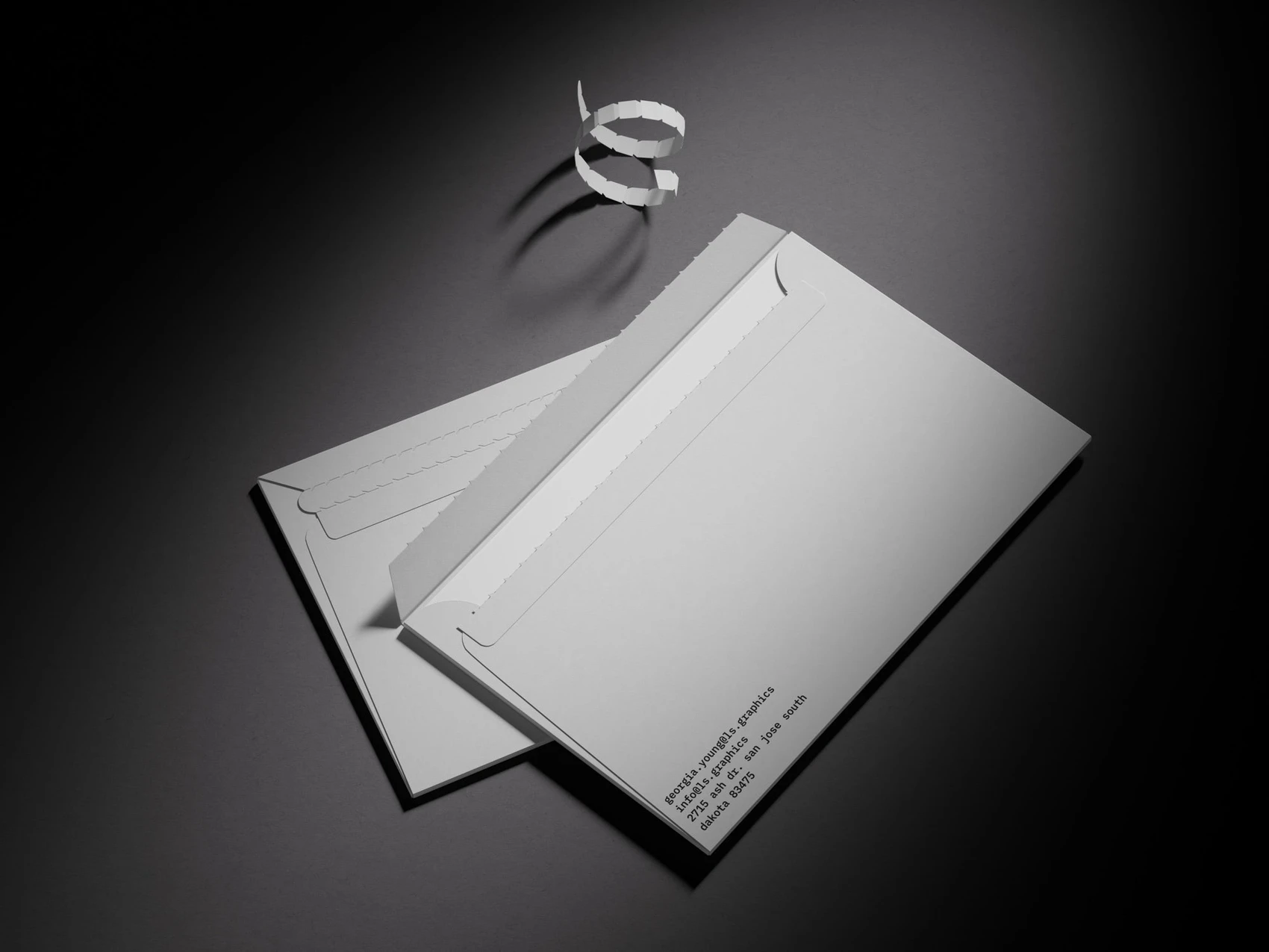 Luiro, 2 Envelope Mockups in Perspective View, US 13 1