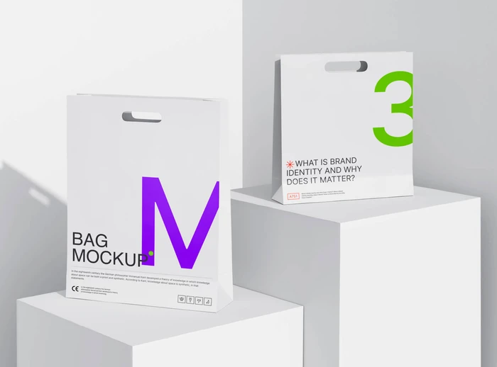 Free 2 Paper Bags Mockup