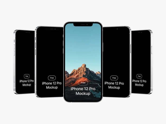 Free Five iPhone 12 Pro Mockups