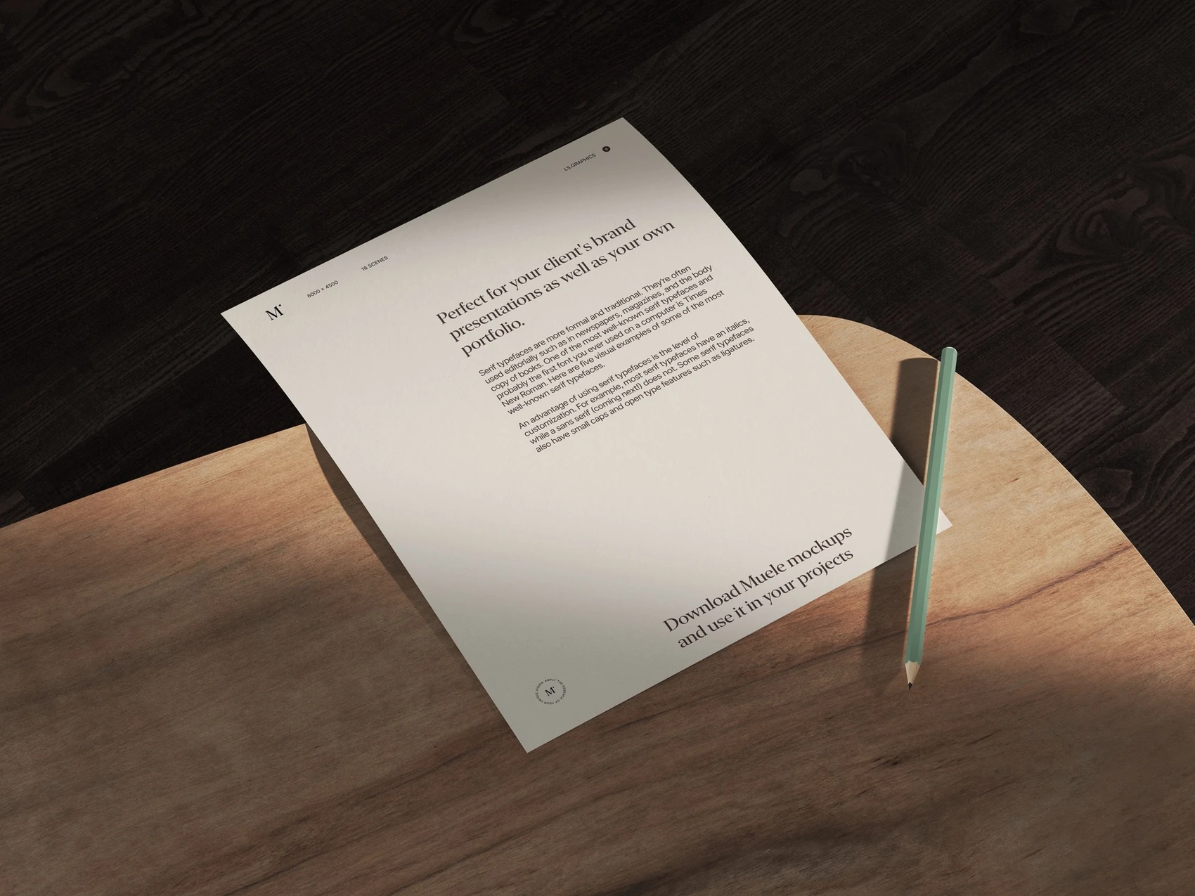 Muele, A4 Paper Mockup, US, Scene 13 1