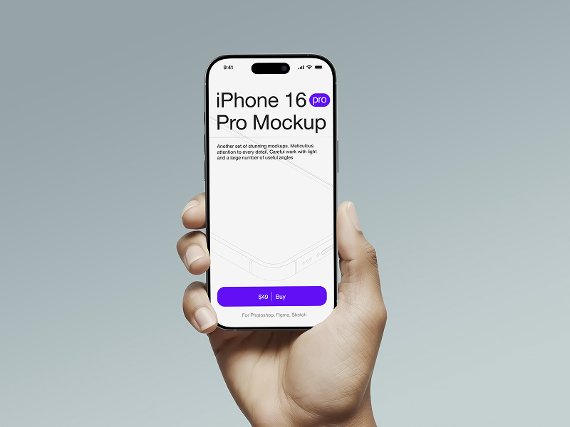 Free Realistic iPhone 16 Pro in Hand Mockup