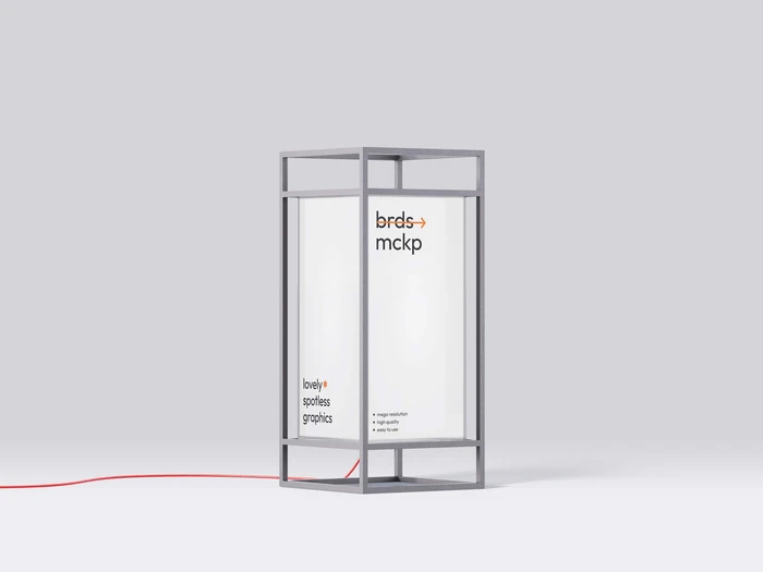 Metal Frame Banner Mockup with Backlight, Isolated, 03