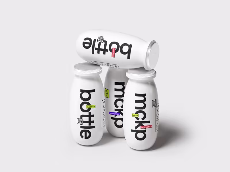 Yougurt Bottle Mockup, Scene 02