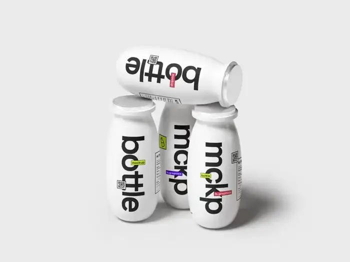 Yougurt Bottle Mockup, Scene 02