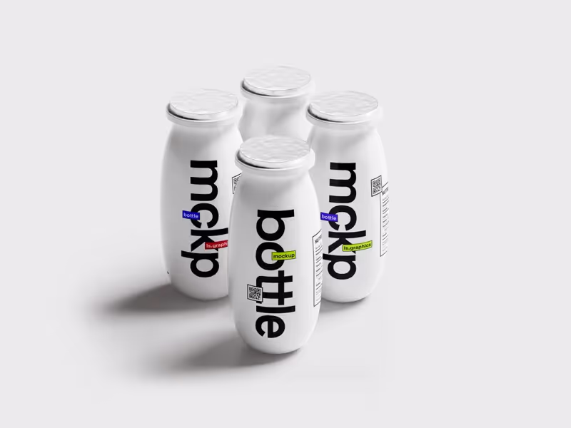 Yougurt Bottle Mockup, Scene 08