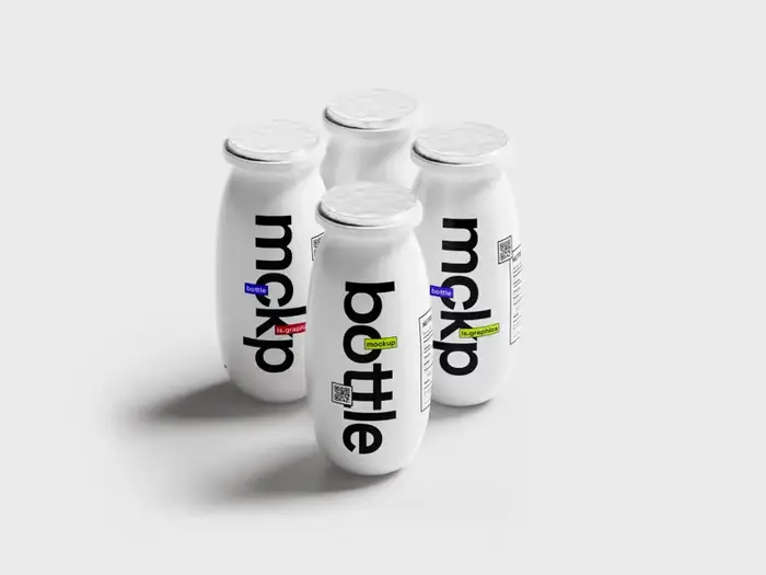 Yougurt Bottle Mockup, Scene 08