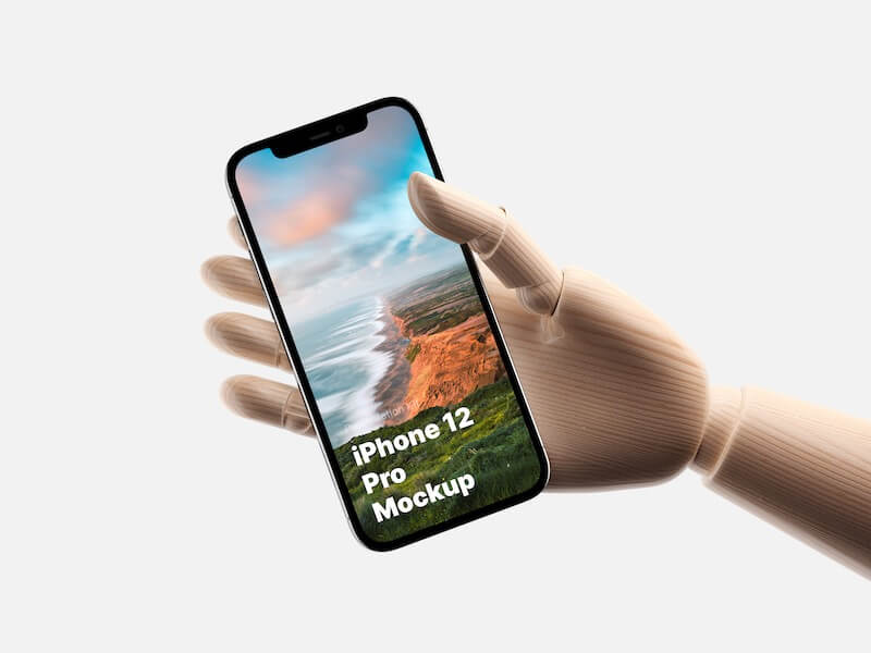 Wooden Hands iPhone 12 Pro Mockups, 11