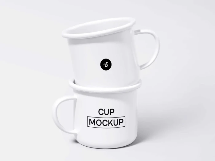 Free Steel Mugs Minimalistic Mockup